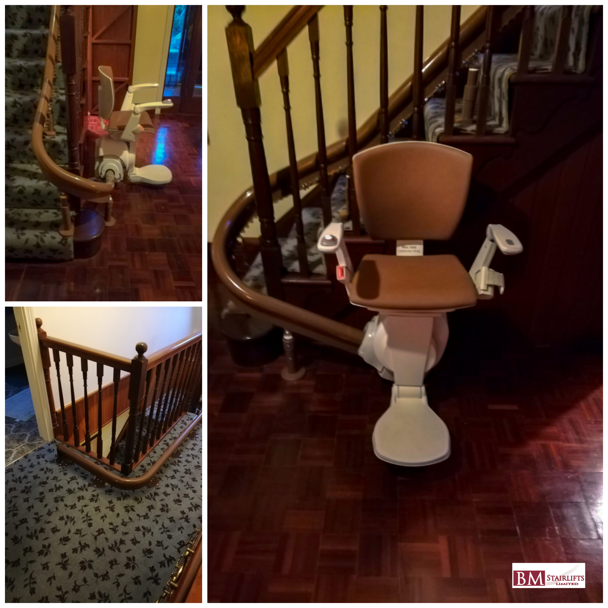 brown curved stairlift